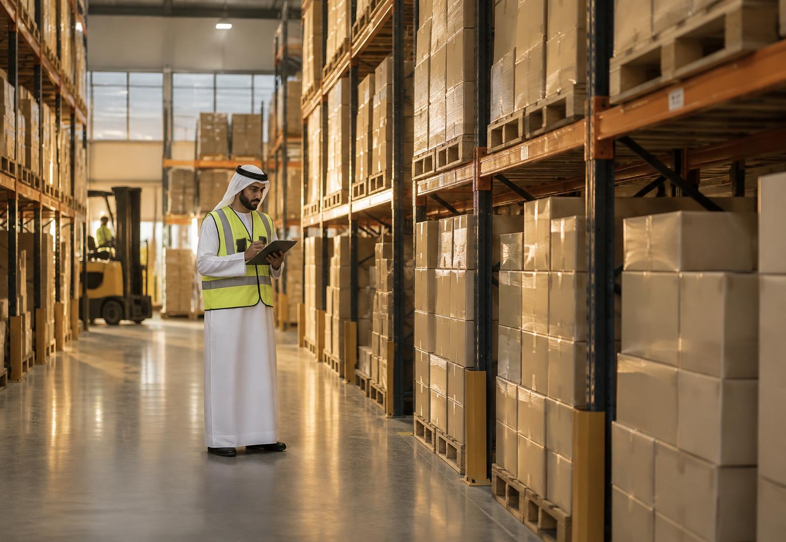 Professional inventory operations in a modern warehouse
